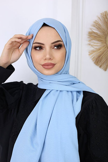 Cotton Jazz Shawl - Baby Blue, Soft & Breathable - TryAladdin