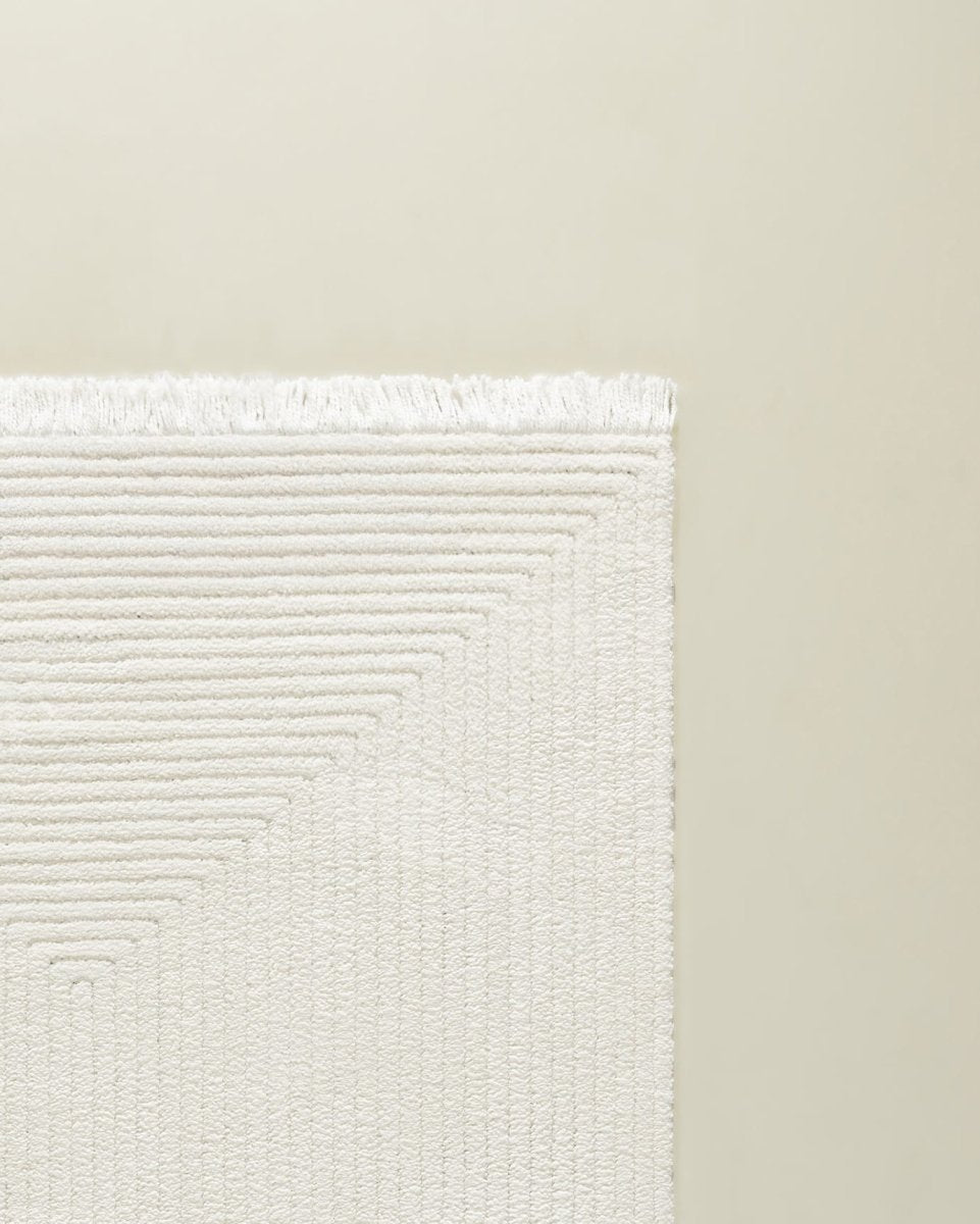 Cream Fringed Area Rug - Soft Living Room & Bedroom Floor Carpet - TryAladdin