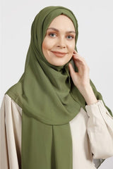 Crepe Chiffon Shawl - Henna Green, Light & Elegant - TryAladdin