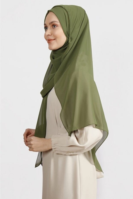 Crepe Chiffon Shawl - Henna Green, Light & Elegant - TryAladdin