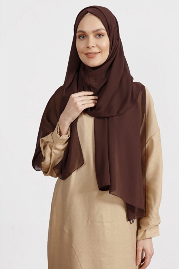 Crepe Chiffon Shawl - Light Brown & Breathable - TryAladdin