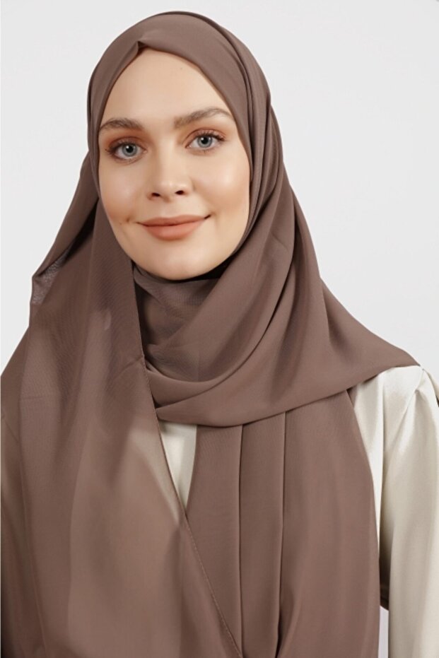 Crepe Chiffon Shawl - Lightweight & Elegant Bitter Mink - TryAladdin