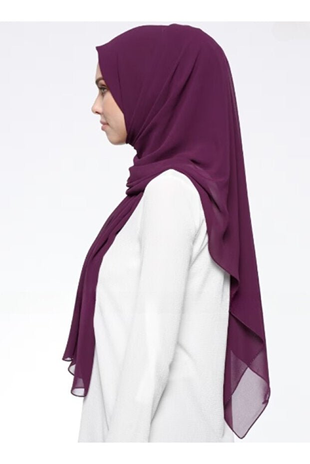 Crepe Chiffon Shawl - Lightweight & Versatile Eggplant Plum - TryAladdin