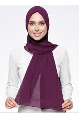 Crepe Chiffon Shawl - Lightweight & Versatile Eggplant Plum - TryAladdin
