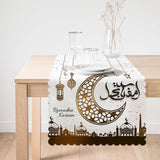 Crescent and Ramadan Lantern Ramadan Kareem Motif Runner and Cushion Pillow Cover Set - TryAladdin