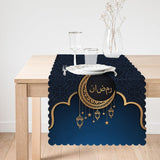 Crescent Motif and Arabic Lantern Detailed Ramadan Digital Printed Runner and Cushion Pillow Cover Set - TryAladdin