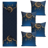 Crescent Motif and Arabic Lantern Detailed Ramadan Digital Printed Runner and Cushion Pillow Cover Set - TryAladdin