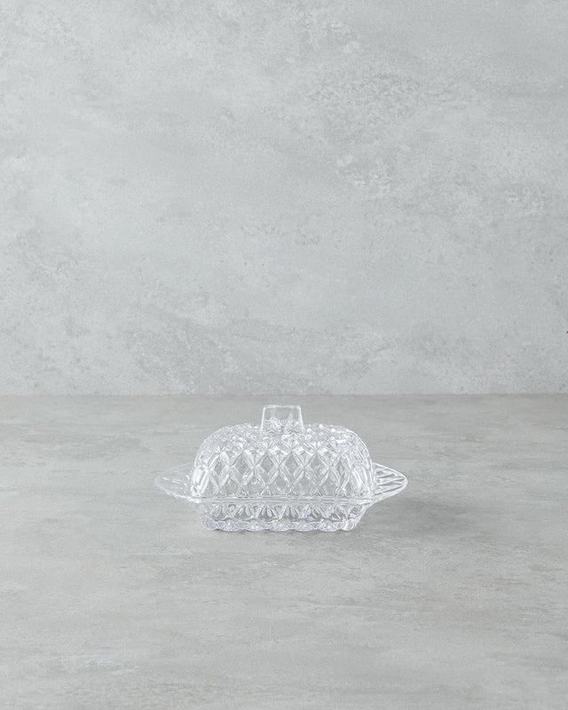 Professional Clear Glass Butter Dish Elegant Serveware