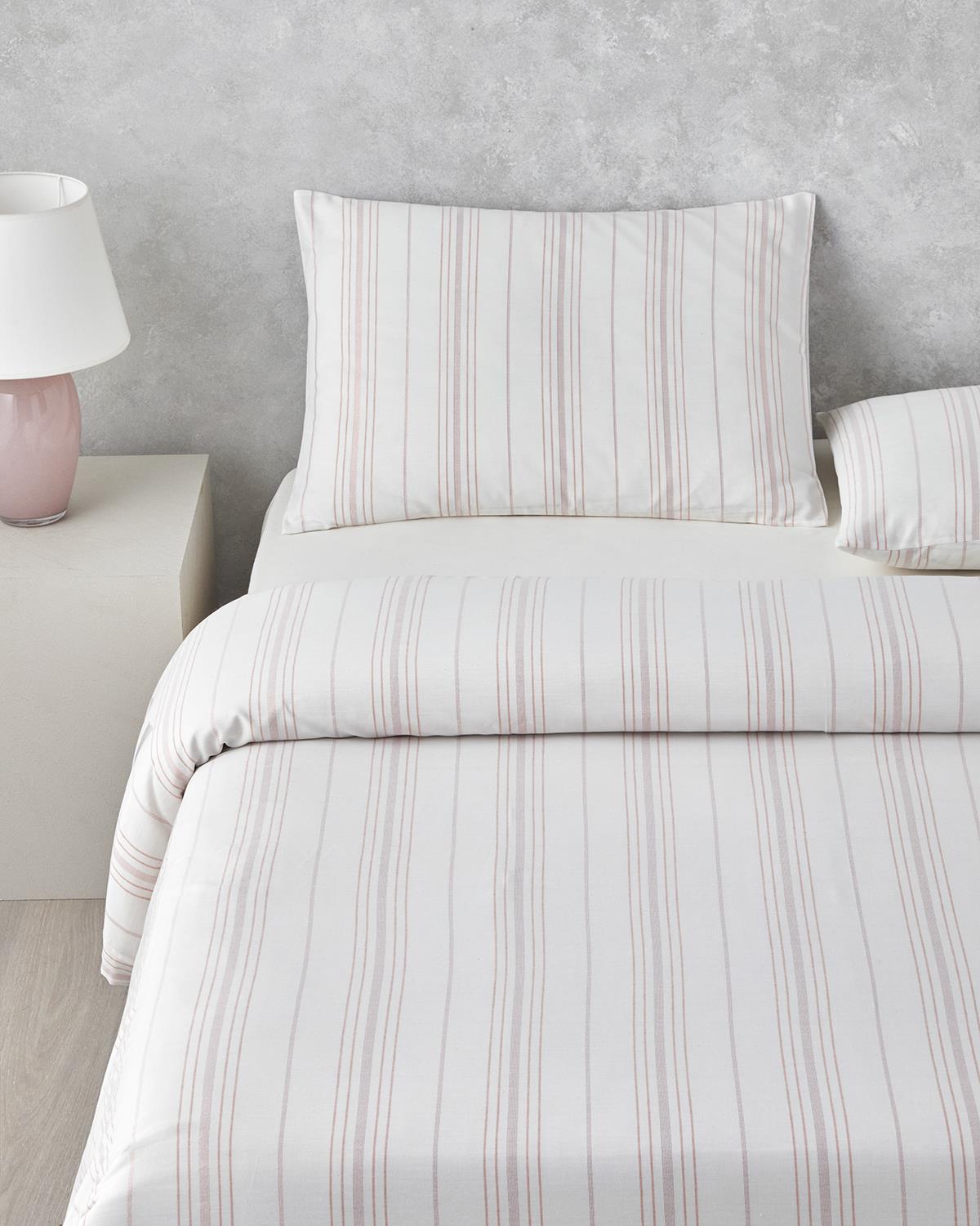 Completo copripiumino singolo tinto nel filo di alta qualità — Collezione biancheria da letto rosa