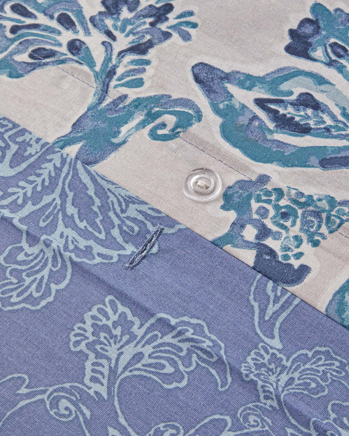 Premium Cotton Double Duvet Cover Set   Blue Beige
