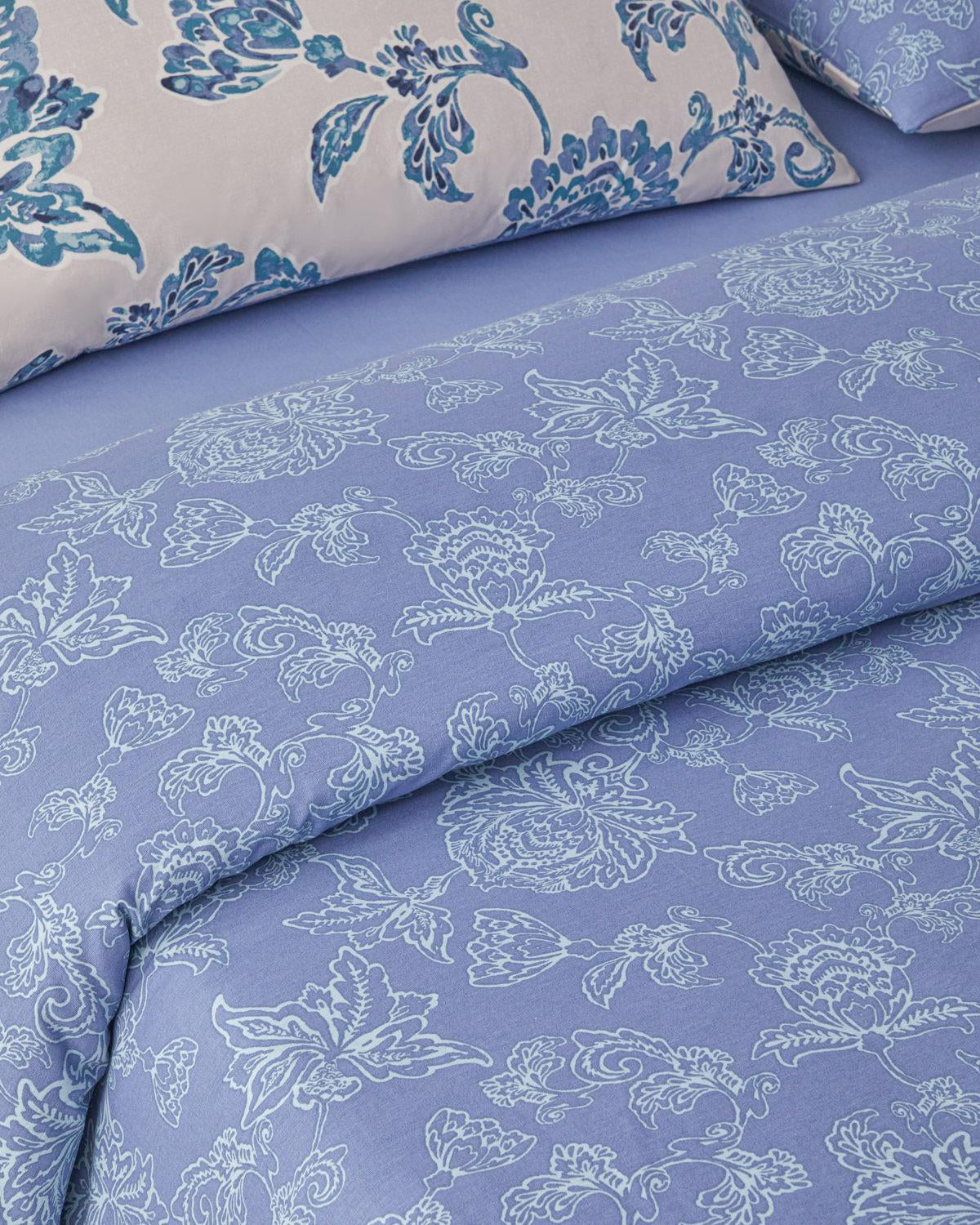 Premium Cotton Double Duvet Cover Set   Blue Beige