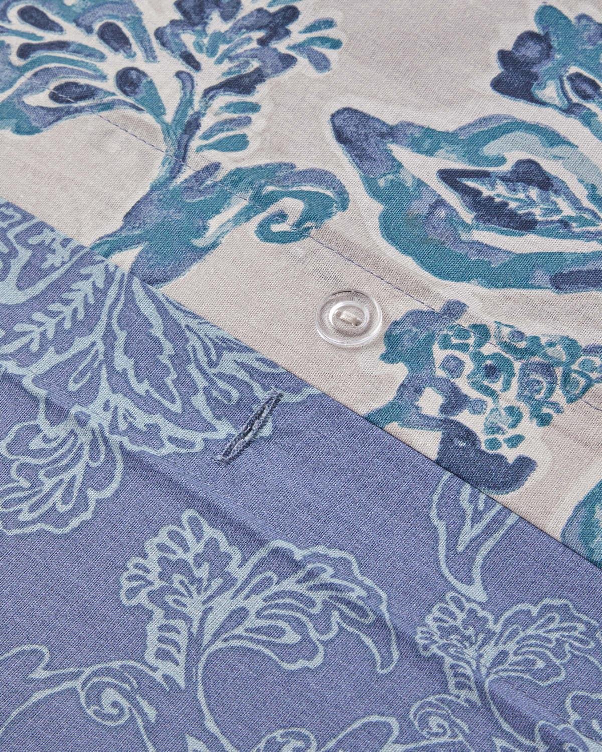 Premium Cotton Double Duvet Cover Set   Blue Beige