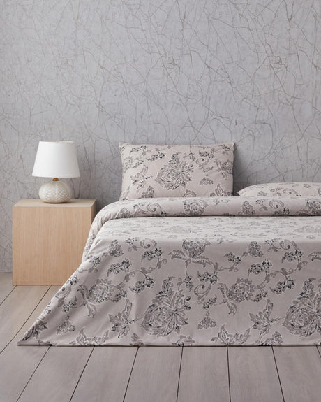 Professional Grade Cotton Single Duvet Cover Set with Fitted Sheet Beige