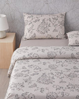 Ensemble housse de couette en coton de qualité professionnelle pour lit simple avec drap-housse beige