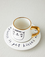 Professionelle Neue Bone China Kaffeetassenset mit Niedlicher Katze Schwarz Gold