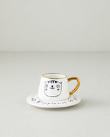 Professionelle Neue Bone China Kaffeetassenset mit Niedlicher Katze Schwarz Gold