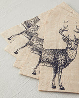 Lot de serviettes en papier décoratives à motif de cerf noir 33x40cm