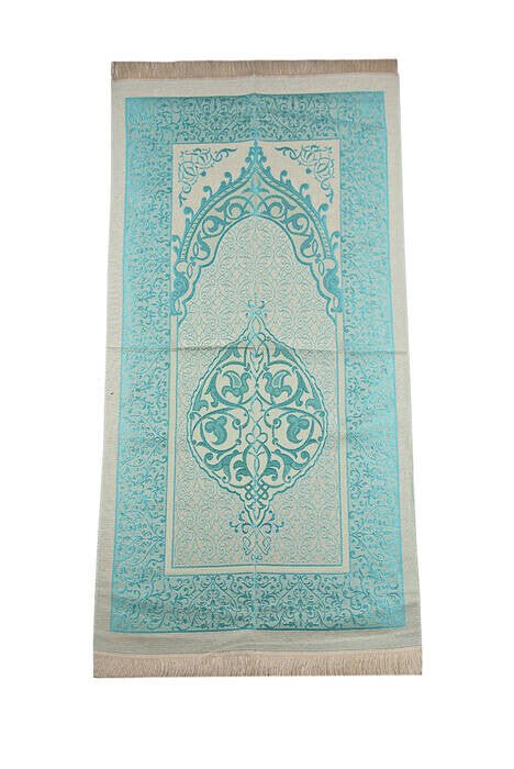 Cylender Boxed Prayer Rug and Pearl Tasbih Gift Set, Blue - TryAladdin