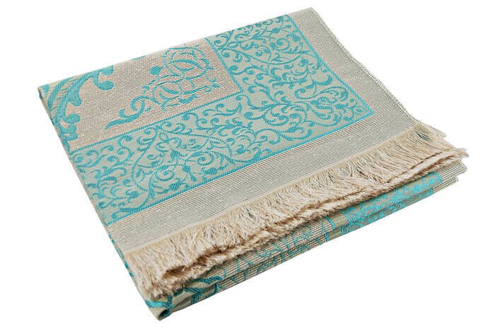 Cylender Boxed Prayer Rug and Pearl Tasbih Gift Set, Blue - TryAladdin