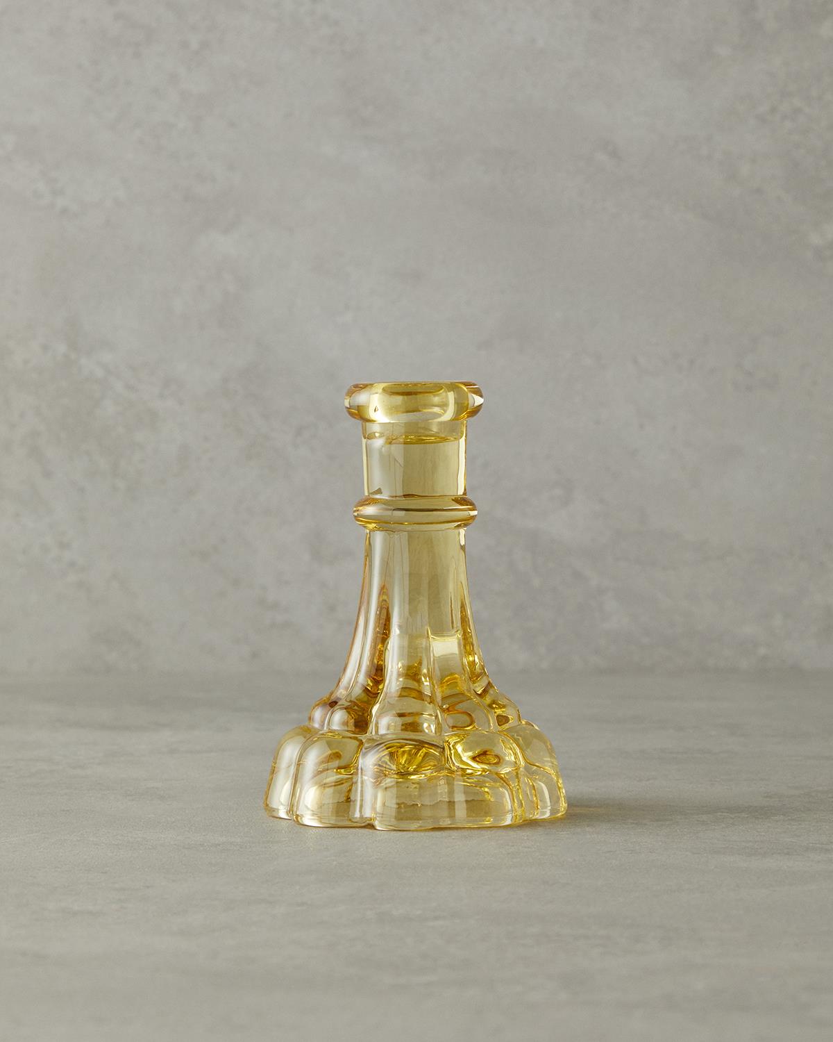 Professional Amber Crystal Glass Candlestick - Premium Tabletop Decor