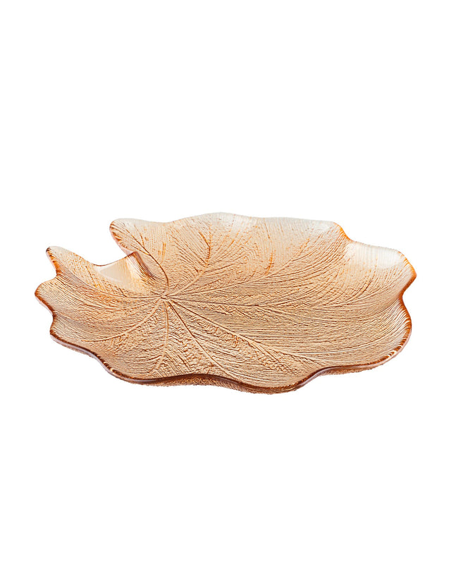 Glass Decorative Plate - Elegant Lotus Motif for Modern Tables