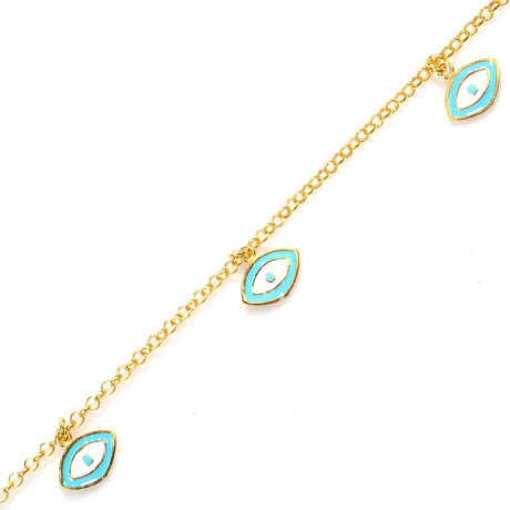 Premium Sterling Silver Enamel Evil Eye Anklet