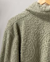 Peignoir unisexe 100 % coton jacquard à col châle, kaki