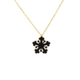 Premium 925 Sterling Silver Black Stone Snowflake Necklace