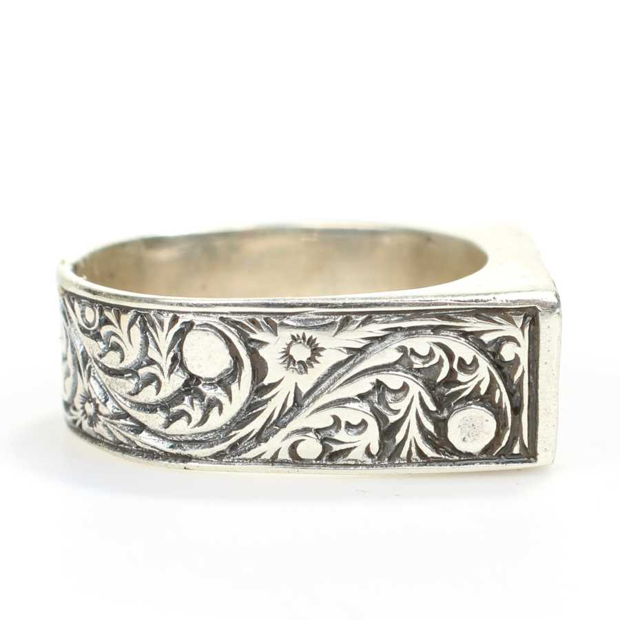 Handcrafted 925 Sterling Silver Ring with Polyester Stone Accent