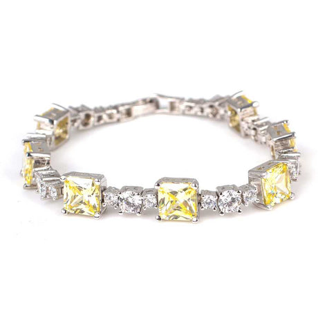 Sterling Silver Citrine & Zircon Bracelet - Elegant Fancy Design
