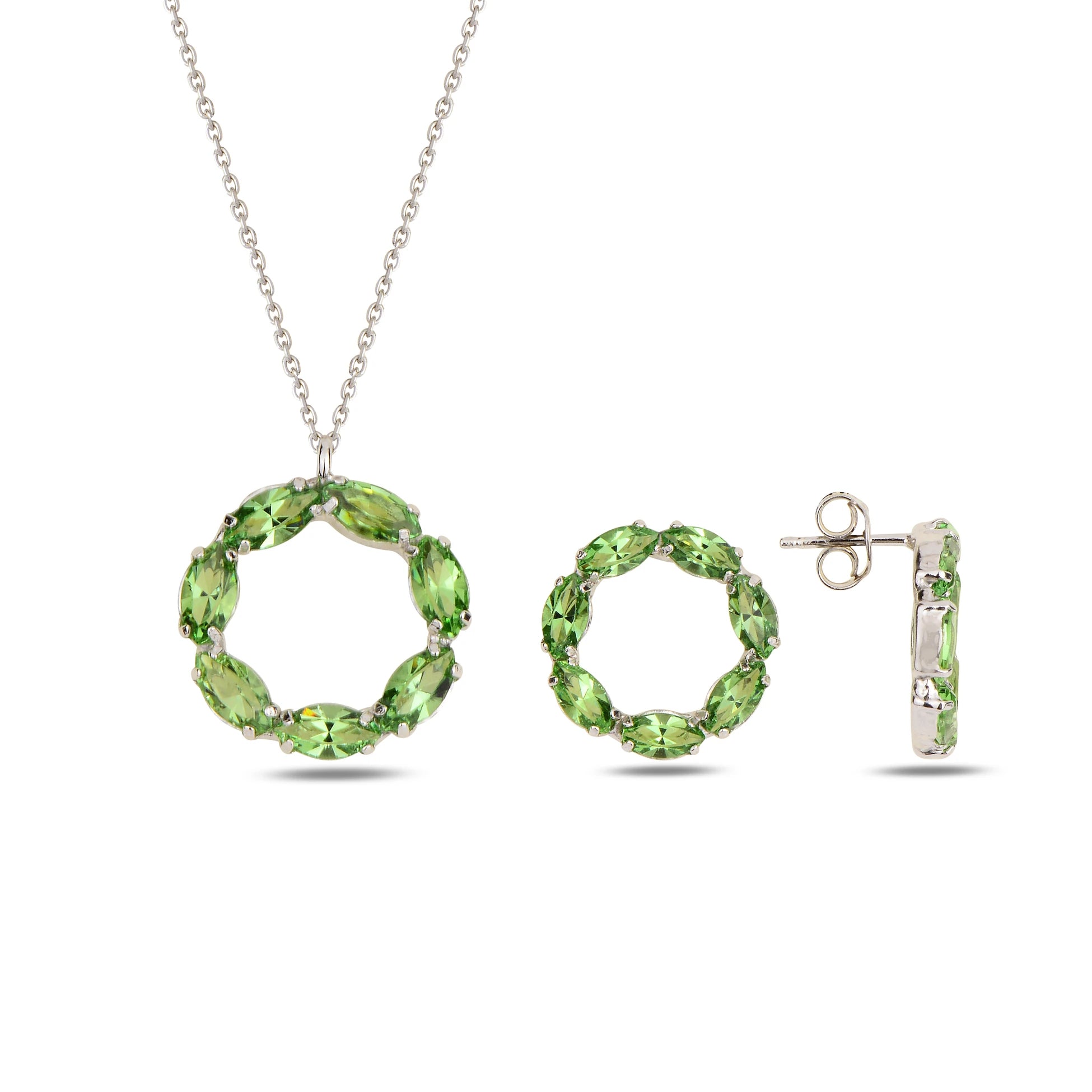 Sterling Silver Marquise Swarovski Crystal Set - Neptune Collection