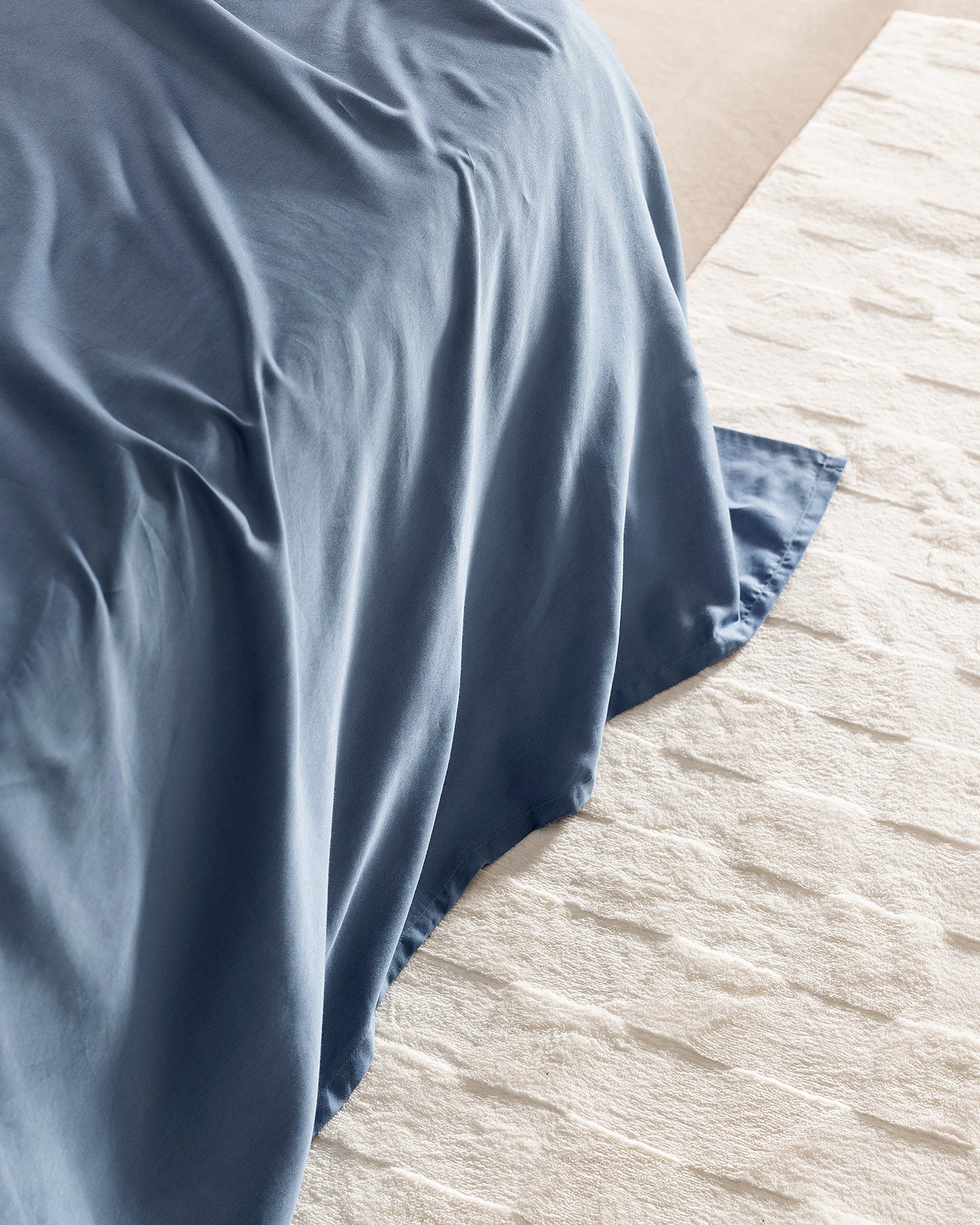 Twin 100% Cotton Sateen Flat Sheet - Dark Blue, Soft & Smooth Bedding