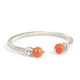 Professional 925 Sterling Silver Agate Twisted Men's Bracelet