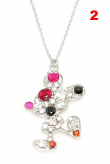 Sterling Silver Cute Mouse Necklace - Zircon Embellished