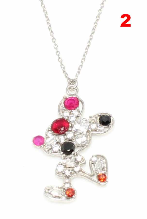 Sterling Silver Cute Mouse Necklace - Zircon Embellished