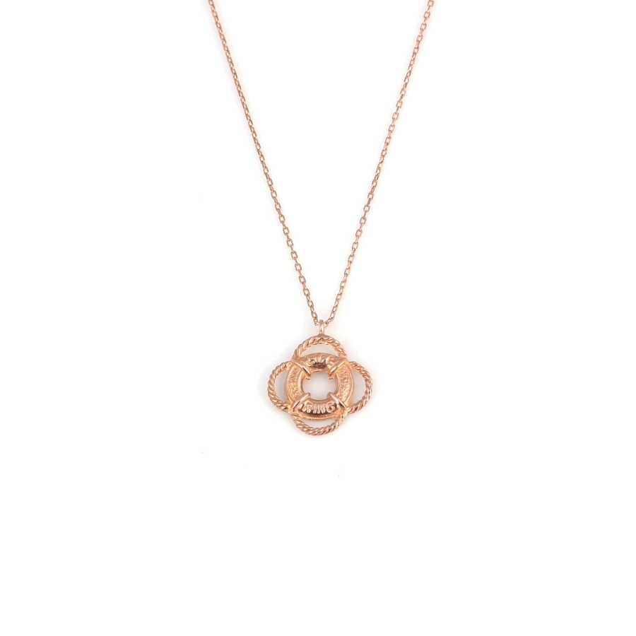 Premium 925 Sterling Silver Pink Lifebuoy Necklace