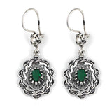 925 Sterling Silver Filigree Earrings - Floral Emerald Green Zircon