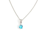 Professional Sterling Silver Round Aquamarine Pendant Necklace