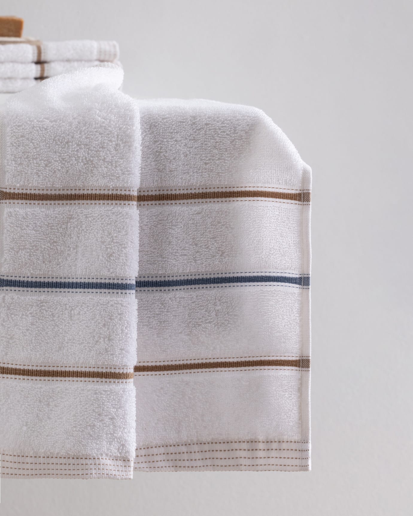4-Pack Cotton Hand Towel Set - White & Beige