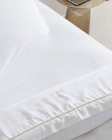 100% Cotton King Size Duvet Cover Set - Shimmering Sateen White & Gold