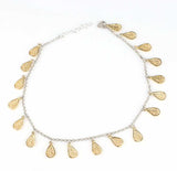 925 Sterling Silver Filigree Drop Anklet - Handmade Ankle Jewelry