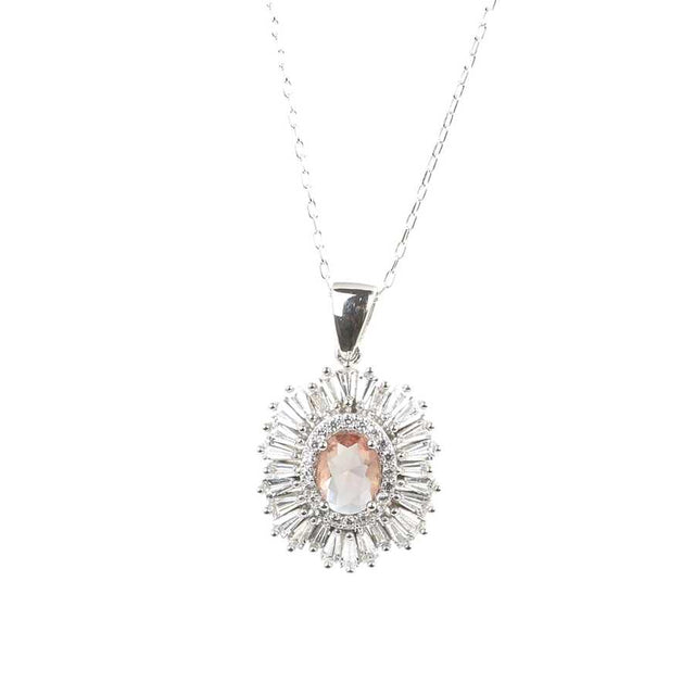925 Sterling Silver Zultanite & Baguette Zircon Necklace
