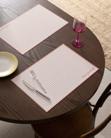 Plastic 4-Piece Placemat Set - Modern White & Pink Design