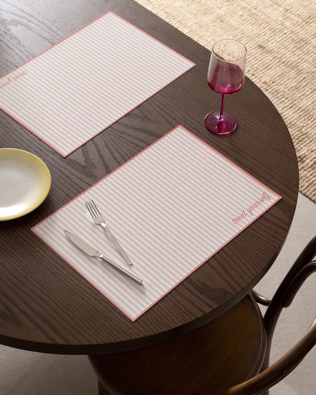 Plastic 4-Piece Placemat Set - Modern White & Pink Design