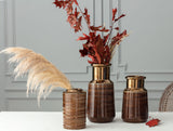 African Style Ceramic Vase - Brown Decorative Accent