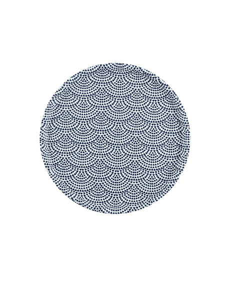 Leather-Coated Non-Slip Round Tray - Elegant Rêve Bleu Design