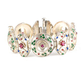 925 Sterling Silver Paneled Bracelet with Zircon & Fine Enamel