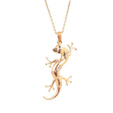 Sterling Silver Zircon Pendant Necklace - Elegant Lizard Design