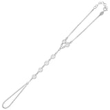 Rose Gold Plated Sterling Silver Swarovski Crystal Hand Chain Bracelet - Minimalist Elegance