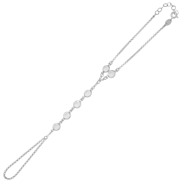 Rose Gold Plated Sterling Silver Swarovski Crystal Hand Chain Bracelet - Minimalist Elegance